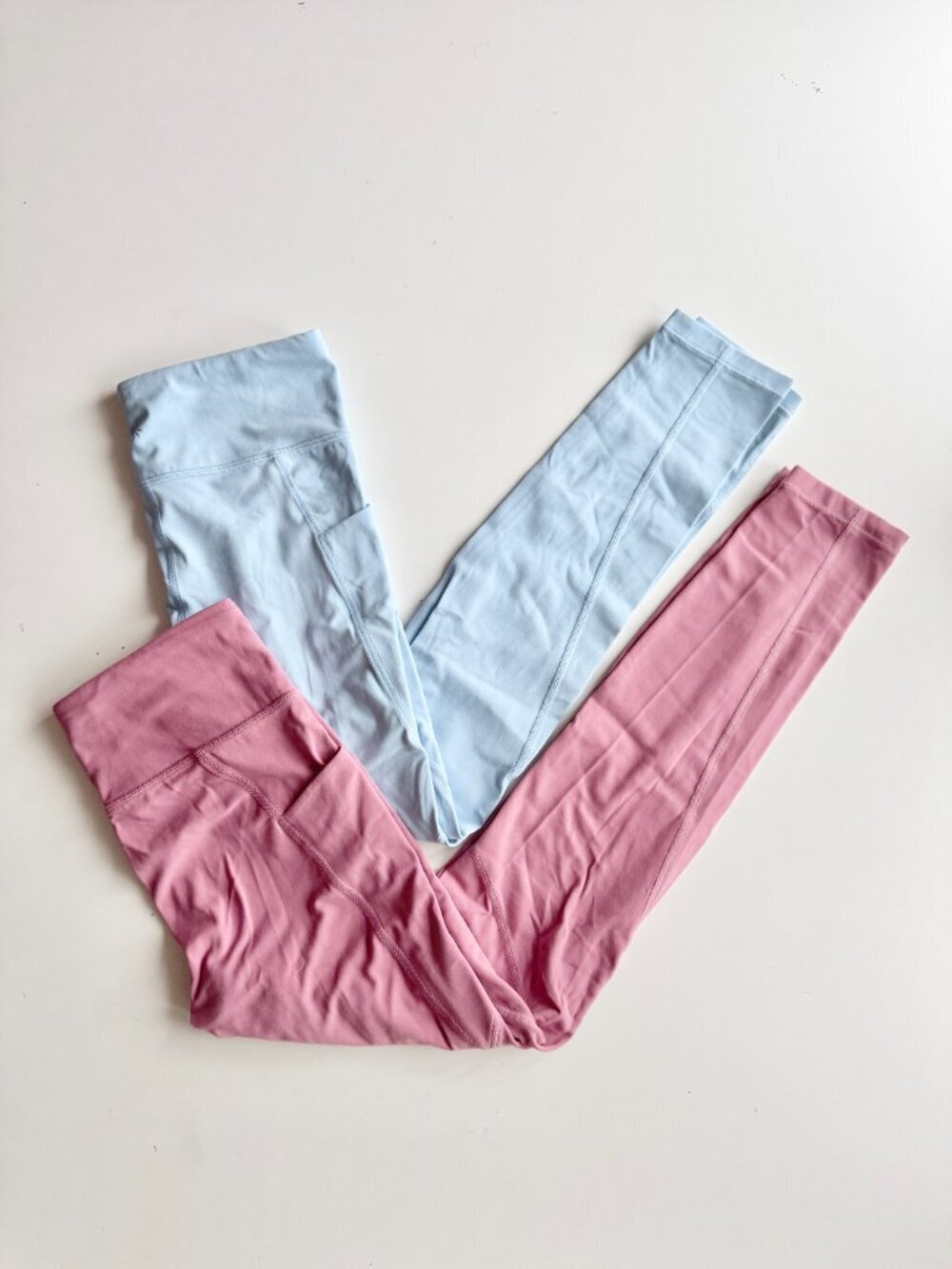 Lot of 2 ATHLETA GIRL Blue & Pink Stash Your Treasures Leggings, Size XL/14